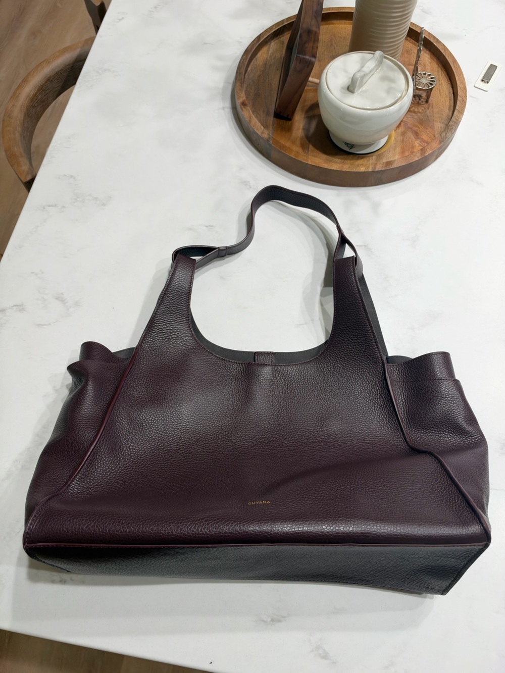 Cuyana Plum Double Loop Satchel